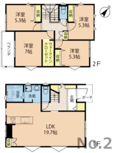 呉市焼山中央5丁目　新築一戸建て(全2棟)の間取り