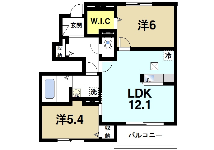 シェルマンⅢの間取り|2LDKで広々しています