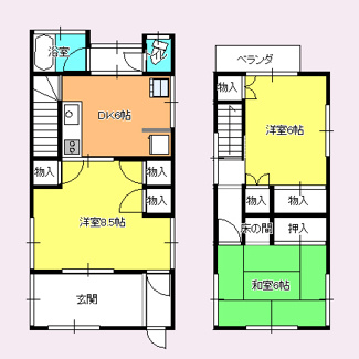 【間取り】 | 中央4丁目貸家