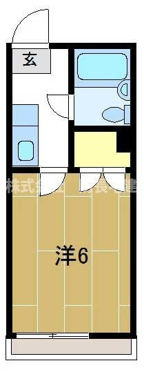 双葉ハイツの間取り|洋間6帖の１Kです。