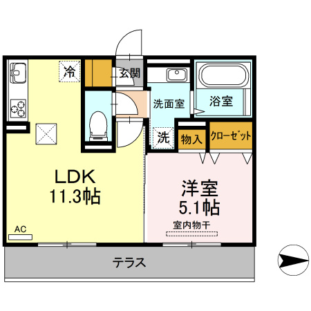 熊本市南区近見２丁目のアパートの間取り