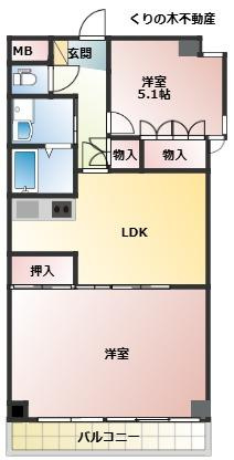 【間取り】 | ライブタウン宝来 | 2LDKタイプのお部屋です