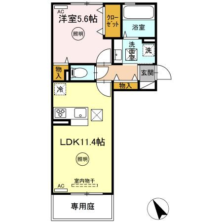 熊本市北区龍田７丁目のアパートの間取り