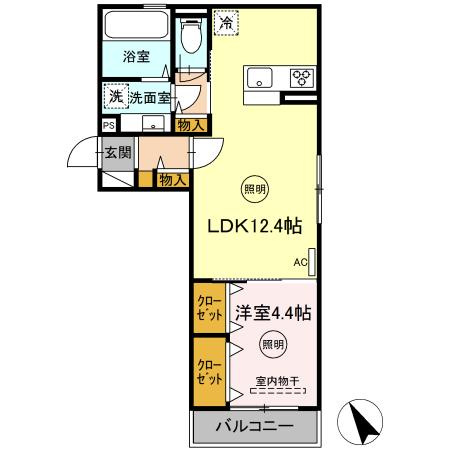 熊本市北区龍田７丁目のアパートの間取り