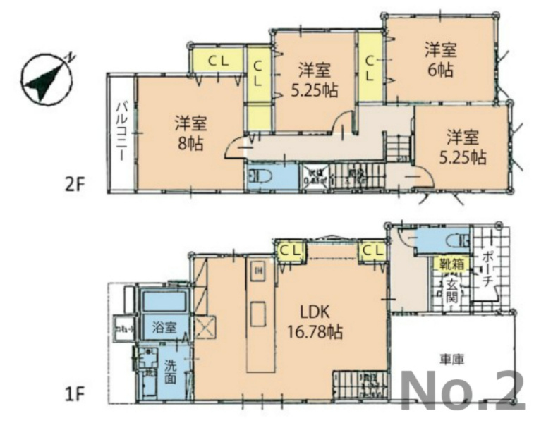 広島市安佐北区可部東４丁目　新築一戸建て（全４棟）の間取り|No.2
