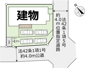 【区画図】 | 川越市砂久保　中古戸建　 | カースペース４台可です