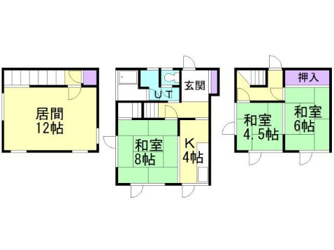 室蘭市絵鞆町3丁目6-18戸建の間取り
