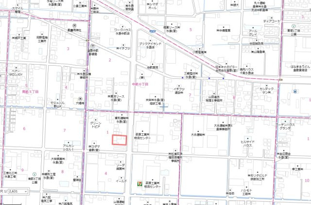 南畝6丁目　事務所付き倉庫の地図