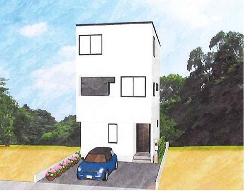 新築一戸建て　岡山市北区西古松の外観パース