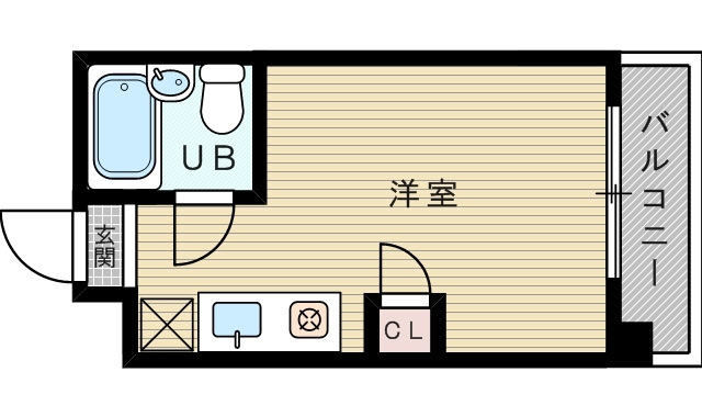 【間取り】 | １ルームのお部屋です