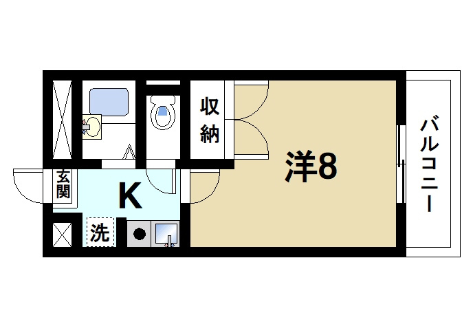 ロイヤルSK宝来の間取り|単身者向けの快適な間取りです