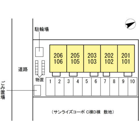 サンライズコーポ Ｇの区画図