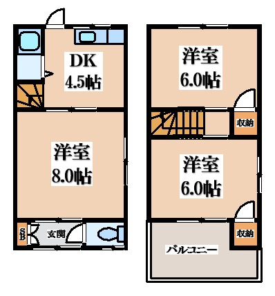 【間取り】 | 吉田２丁目貸家