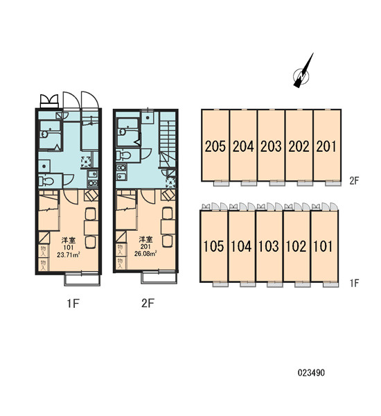 レオパレス天神Bの区画図