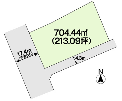 【区画図】 | 土地　真備町箭田　全1区画　213.09坪 | 土地区画図になります。