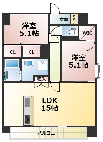 熊本市中央区新町３丁目の賃貸マンションの間取り