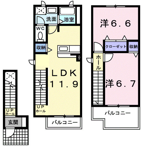 プリヴェイル中松山の間取り