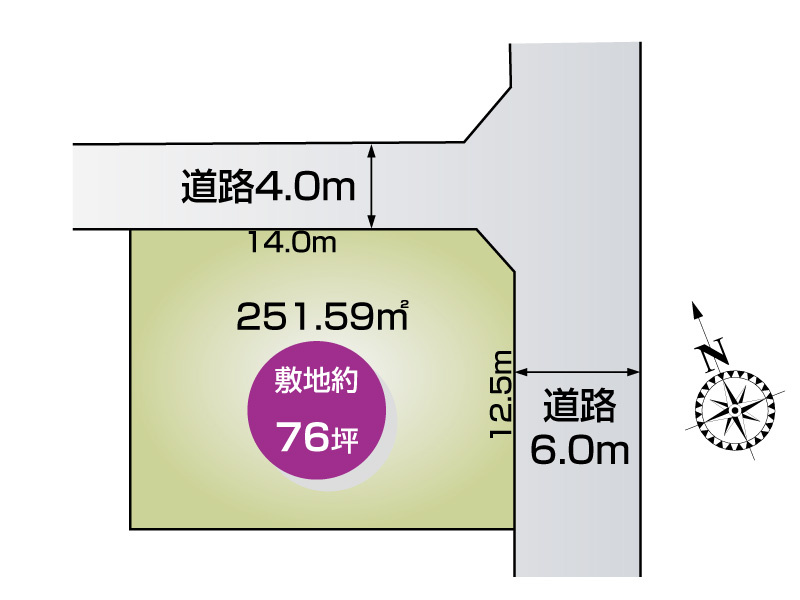 区画図　土地面積251.59㎡(約76.10坪)
