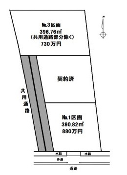 比企郡川島町上八ツ林　建築条件なし売地　東武東上線『川越駅』バス27分　【つばさ北小学区】の土地図