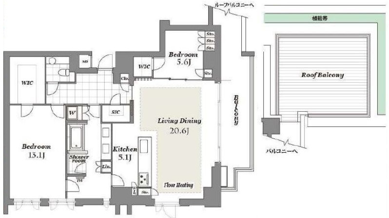 港区三田２丁目の賃貸マンションの間取り