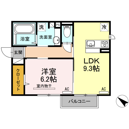 熊本市北区清水本町のアパートの間取り