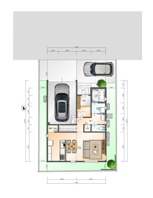 【区画図】 | 〈FG〉深谷市上柴町東戸建分譲フルクラシル | 配置図。
北道路整形地。車２台可。弊社大型分譲地付近。
是非、現地ご覧ください。