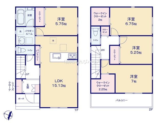 上尾市向山2丁目　ファミーユ　P号棟の間取り|上尾市向山2丁目　ファミーユ　P号棟、4LDK、土地面積115.77m2、建物面積101.85m2
