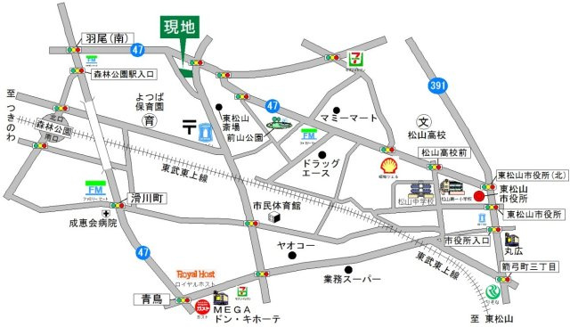 東松山市松山町２丁目  売地99坪の地図