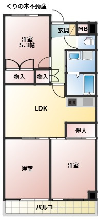 【間取り】 | ライブタウン宝来 | 3LDKのお部屋です