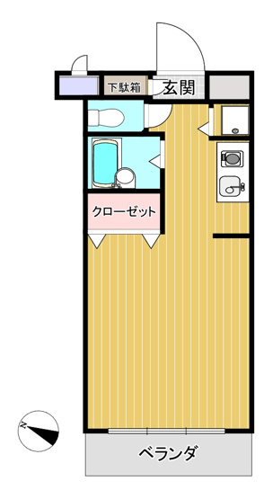 【間取り】 | ルーラル宮崎台 | 1R