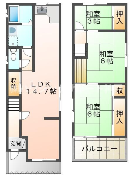 旭が丘3丁目戸建の間取り
