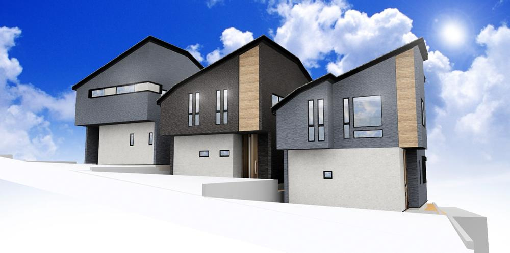 【横浜市保土ケ谷区岩崎町8-36全３棟新築戸建て１号棟】★仲介手数料無料★（岩崎小学校・岩崎中学校）の外観パース|住環境に配慮された第一種低層住居専用地域の一画です。