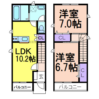 【間取り】 | ウィンディタウン貝島Ⅱ | 間取りです