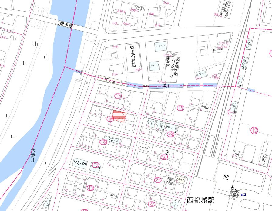 都城市松元町の売地の土地図