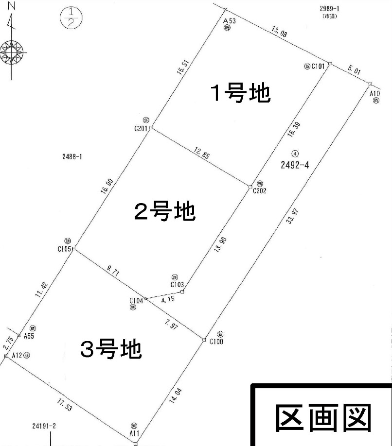 米子市夜見町　3号地の区画図
