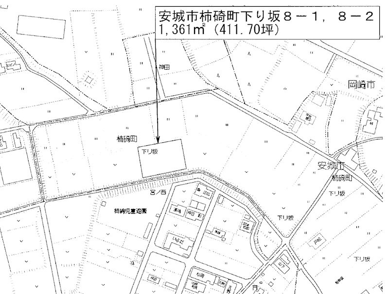 安城市柿碕町下リ坂の売地の地図