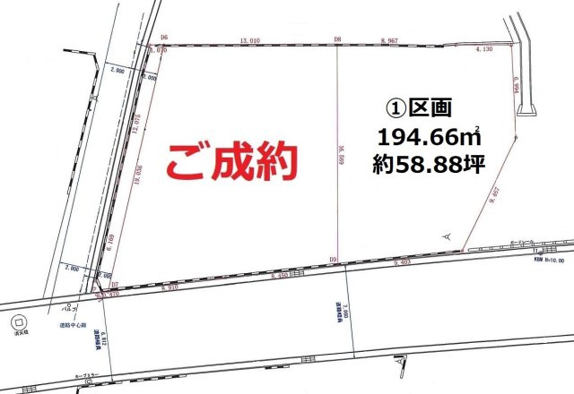 読谷村座喜味（58坪・建築条件なし）の土地図|区画図
