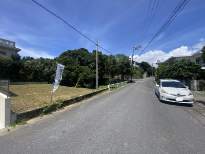 【前面道路含む現地写真】 | 読谷村座喜味（58坪・建築条件なし） | ※2024.7.1撮影 