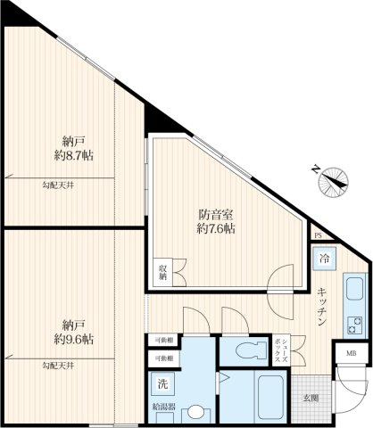 「防音マンション」ラシクラス東高円寺の間取り|8.7帖の納戸は防音室仕様になっています。