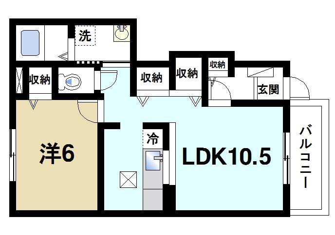 グラース　プロムナードの間取り|1LDKの間取りです