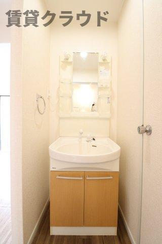 ファーストターフ鎌取Ａの洗面所|朝の準備に活躍する、洗髪洗面化粧台！
