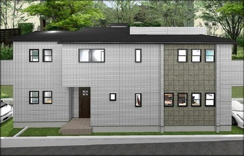 【保土ヶ谷区鎌谷町78-2新築戸建て】★仲介手数料無料★（宮ヶ谷小学校・宮田中学校）の外観パース|建物完成予想図です
