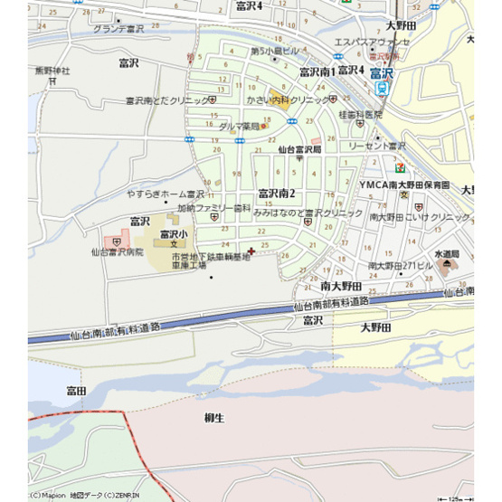 【地図】トゥインクルコート富沢