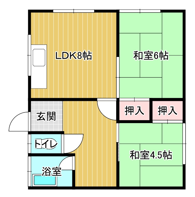 室蘭市本輪西町3丁目12-8アパートの間取り
