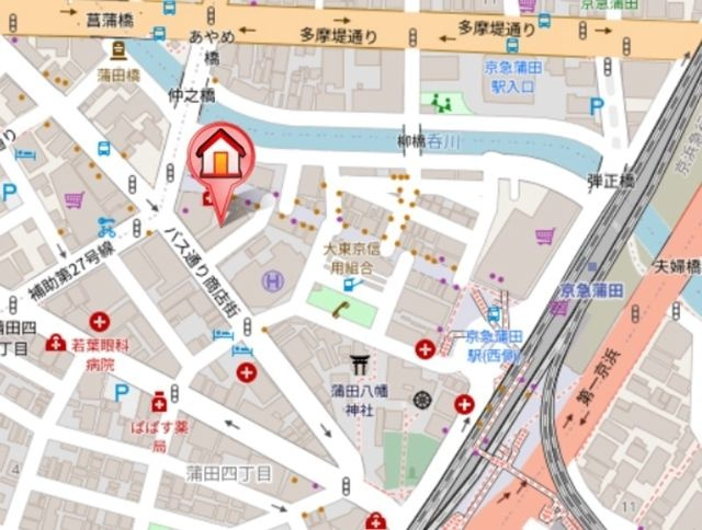 【地図】ブルーノコート蒲田