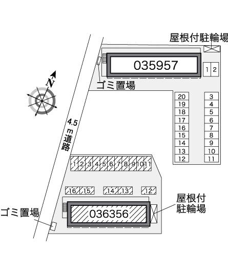 レオパレス向山Ⅱの区画図