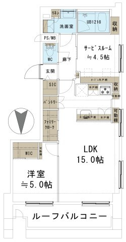 【間取り】 | 元浅草リリエンハイム | 1SLDK+WIC+SIC　価格4,990万円　専有面積57.33㎡　バルコニー面積6.94㎡