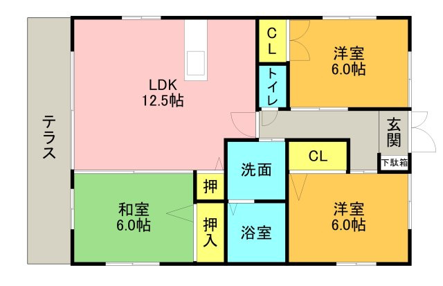 津福笠貸家東の間取り