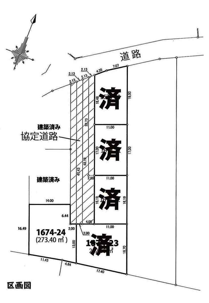 川越市笠幡　建築条件なし売地　JR川越線『笠幡駅』徒歩22分　【霞ヶ関西小学区】の土地図