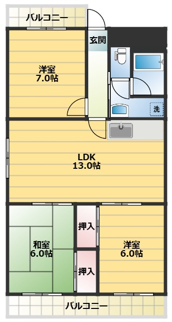 大同コーポの間取り